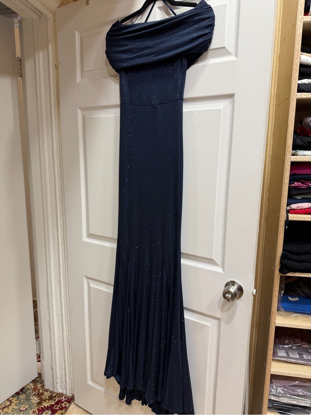 Windsor Sparkle Strapless Navy Evening Gown